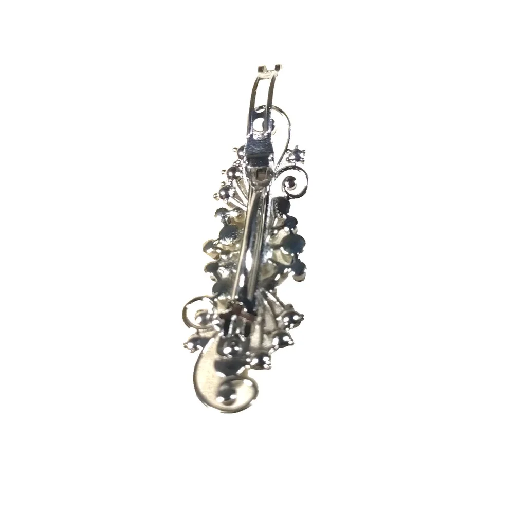 Moon And Stars Hair Barrettes Tension Clip Faux Pearls Rhinestone Silver Tone...